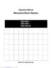 Maruyama BSA-500-J Operation Manual