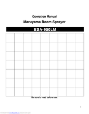 Maruyama BSA-950LM Operation Manual