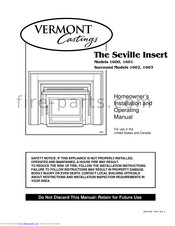 Vermont Castings 1600 Homeowner's Installation And Operation Manual