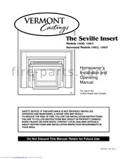 Vermont Castings 1601 Homeowner's Installation And Operation Manual
