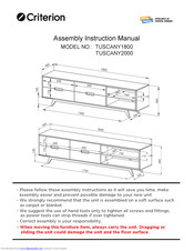 Criterion TUSCANY1800 Assembly & Instruction Manual