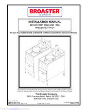 Broaster 1600XP Installation Manual