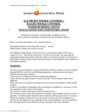 Town & Country Fireplaces DALBY SMOKE CONTROL Installation And User Instructions Manual
