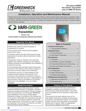 Greenheck VARI-GREEN SERIES Installation, Operation And Maintenance Manual