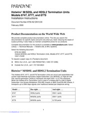 Paradyne Hotwire 8747 Installation Instructions Manual