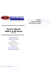 Whirlwind 210G Series Owner's Manual