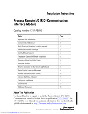 Allen-Bradley 1757-ABRIO Installation Instructions Manual