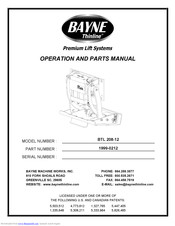 Bayne Thinline BTL 208-12 Operation And Parts Manual