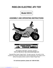 Harbor Freight Tools 03516 Assembly And Operating Instructions Manual
