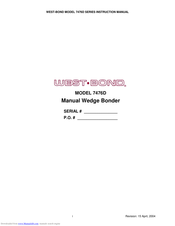 West Bond 7476D Series Instruction Manual