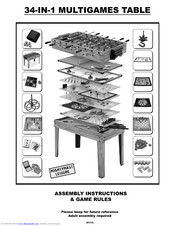 Mightymast Leisure 34-in-1 Multigames Table Assembly Instructions & Game Rules