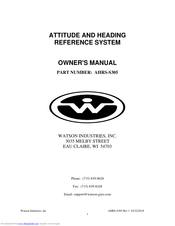 WATSON INDUSTRIES AHRS-S305 Owner's Manual