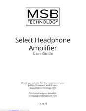 MSB Technology Select Headphone Amplifier User Manual