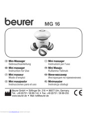 Beurer mg 16 Instructions For Use Manual