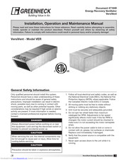 Greenheck VersiVent VER-90 Installation, Operation And Maintenance Manual