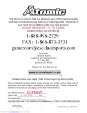Atomic G01342W Instruction Manual