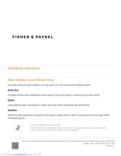 Fisher & Paykel DD*C Series Operating Instructions Manual