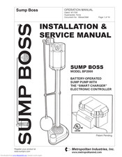 Metropolitan Industries, Inc. Sump Boss BP2000 Installation & Service Manual