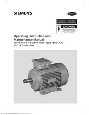 Siemens 1SE0 Operating And Maintenance Manual