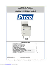 Pitco CRISP N' HOLD PCF14 Owner's/Operator's Manual