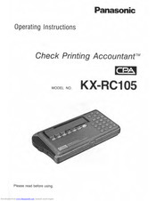 Panasonic Check Pnnting Accountant KX-RC105 Operating Instructions Manual