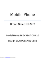 HI-SKY THE CREATION F10 User Manual