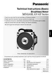 Panasonic MBMU9A2A series Technical Instructions