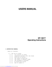 Drake Systems SP-1001T Operating Instructions Manual
