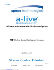 Speco a-live AS1 Quick Start Manual