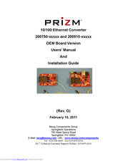 Moog Prizm 200910 Series User Manual And Installation Manual