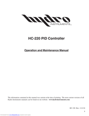 Hydro Instruments HC-220 Operation And Maintenance Manual