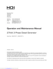 HGI Generators HRD270T1PLUS Operation And Maintenance Manual