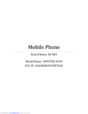 HI-SKY SKYSTER T650 User Manual