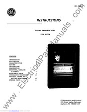GE NBVllA Series Instructions Manual