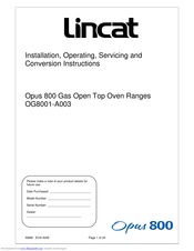 Lincat OG8001 Installation, Operating And Servicing Instruction