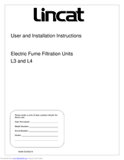Lincat L3 User And Installation Instructions Manual