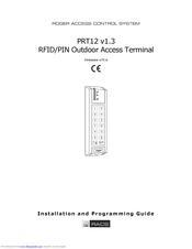 Roger PRT12 v1.3 Installation And Programming Manual