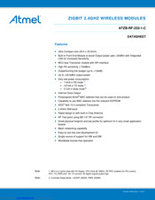 Atmel ZIGBIT ATZB-RF-233-1-C Datasheet
