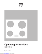 V-Zug GK45TEG Operating Instructions Manual