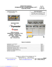 Frymaster LOV BIEL14 SERIES Operator's Manual