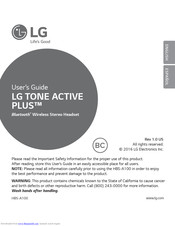 LG TONE ACTIVE PLUS HBS-A100 User Manual