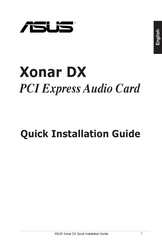 Asus XONAR DX Quick Installation Manual