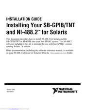 National Instruments SB-GPIB/TNT Installation Manual
