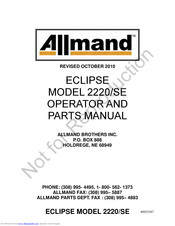 Allmand ECLIPSE 2220/SE Series Operator And Parts Manual