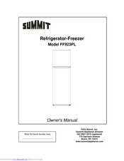 Summit FF923PL Owner's Manual