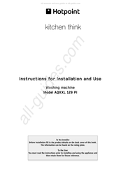 Hotpoint AQXXL 129 PO Instructions For Installation And Use Manual