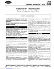 Carrier HERMETIC ABSORPTION LIQUID CHILLER 16JB Installation Instructions Manual