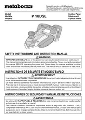 Metabo HPT P 18DSL Safety Instructions And Instruction Manual