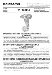 Metabo HPT WH 10DFL2 Safety Instructions And Instruction Manual