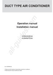 Haier AD842AHEAA Operation Manual & Installation Manual